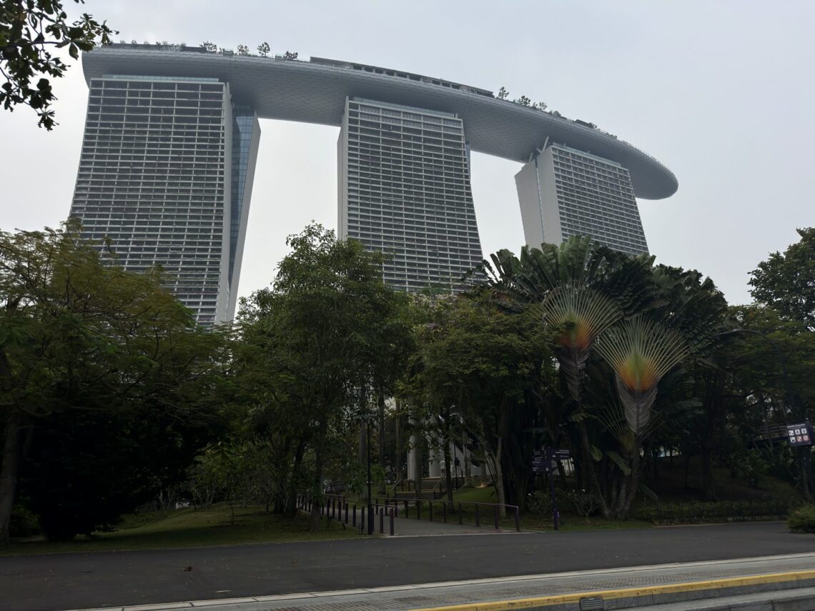Hotel Marina Bay Sands widziany z Gardens by the Bay