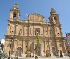 Żebbuġ – Kościół Świętego Filipa Frontowa fasada Kościoła Świętego Filipa w Żebbuġ na Malcie