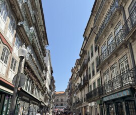 Rua de Santa Catarina – deptak Porto Ruchliwy deptak Rua de Santa Catarina w Porto z historycznymi kamienicami
