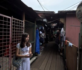 Marianna na Clan Jetty Marianna na drewnianym molo Clan Jetty w George Town w Penang